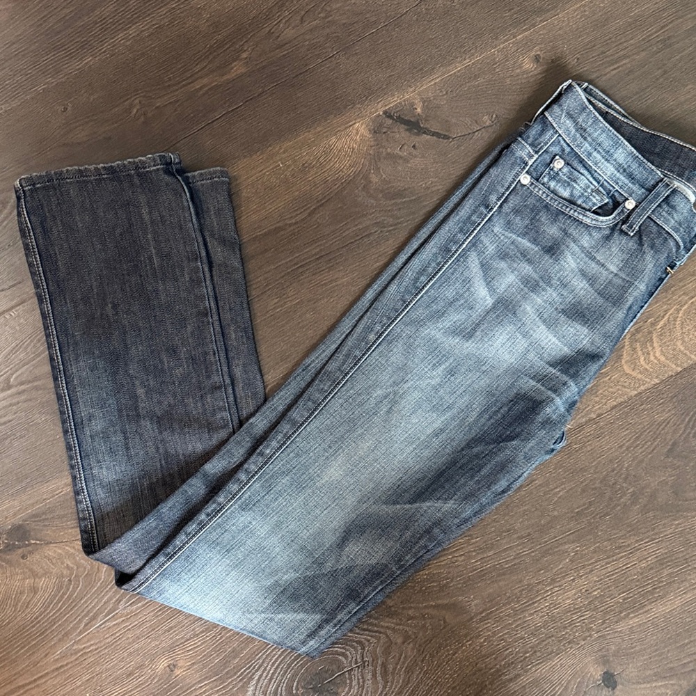 Women’s High Waist Edie 7 for all Mankind Jeans Slim Straight in Faded  size 28 - Picture 7 of 7